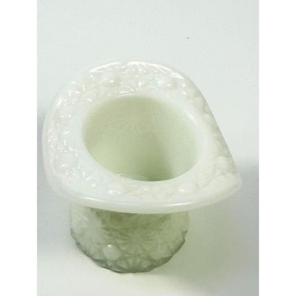 Toothpick Holder Vase Candleholder Fenton Daisy Button Top Hat Opalescent Milk G - Picture 3 of 16
